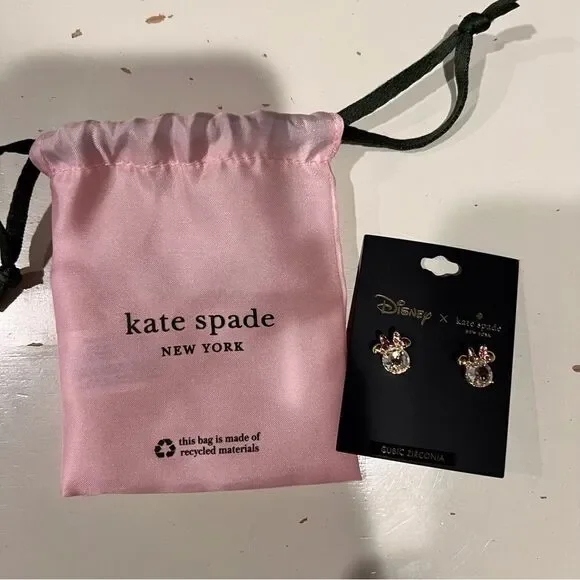 NWT Disney x Kate Spade Minnie Mouse Earrings Cubic Zirconia - Picture 4 of 6